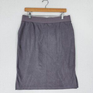 LOGO Lori Goldstein Skirt Womens Medium Gray Knee Length Pencil Pull On Casual